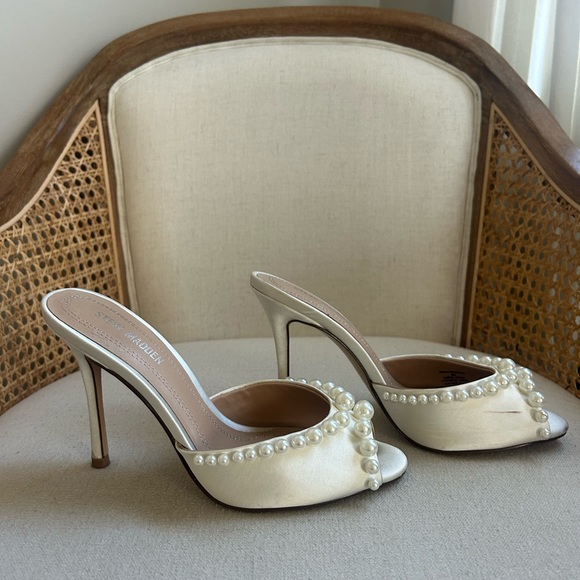 Steve Madden Shoes - Steve Madden Cream Pearl-Embellished Heels